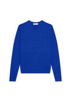 V-neck sweater with logo in merino wool - Elmo