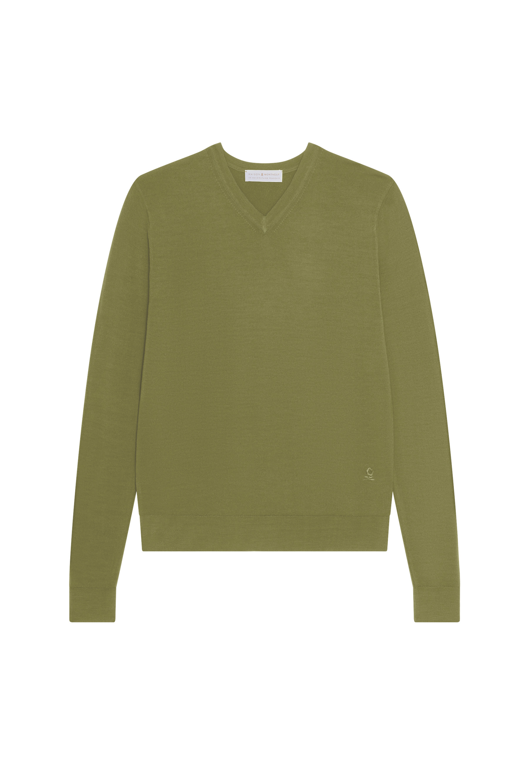 Pull col V logo en laine mérinos - Elmo
