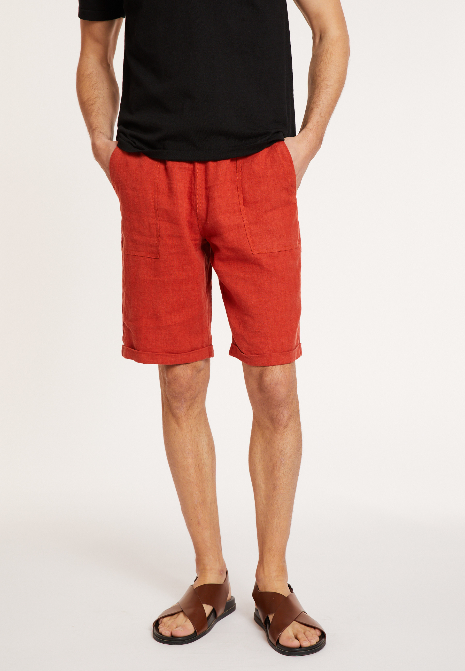 Short à poches en lin - Diego 8081 epice - 20 Rouge foncé
