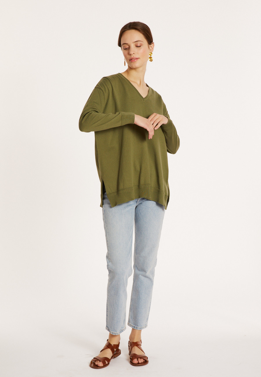 Organic cotton V-neck sweater - Meve