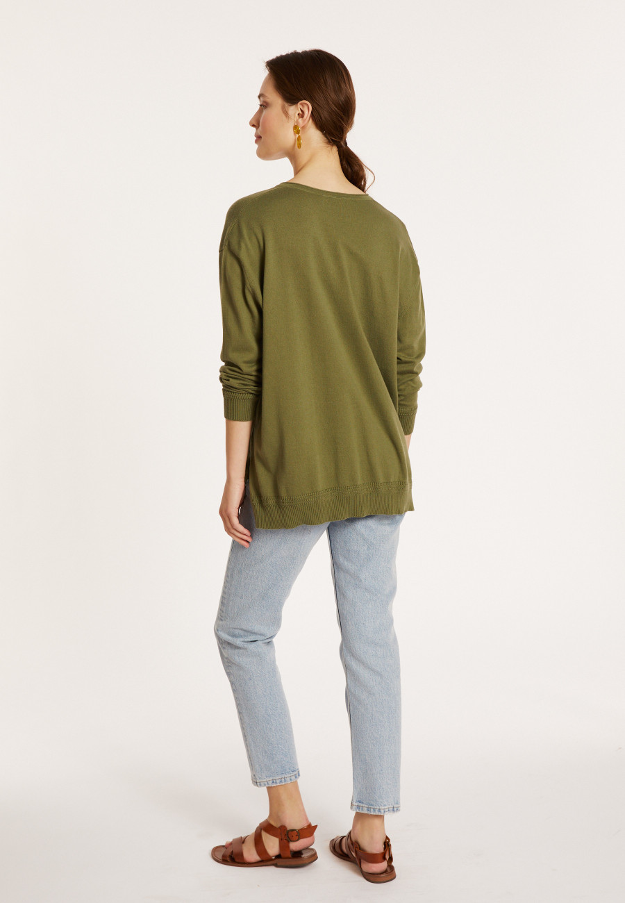 Pull amplo col V em algodão - Meve