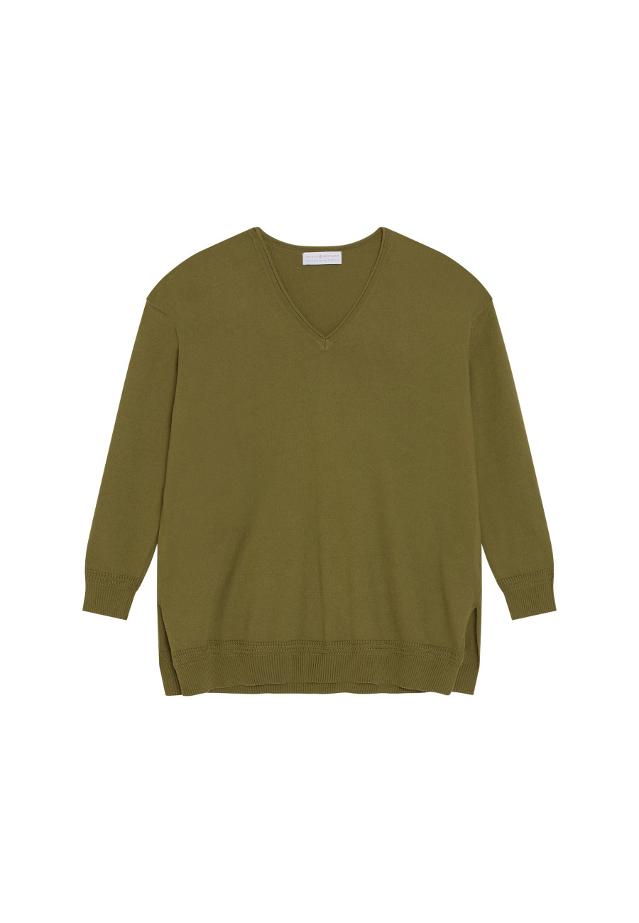 Pull amplo col V em algodão - Meve