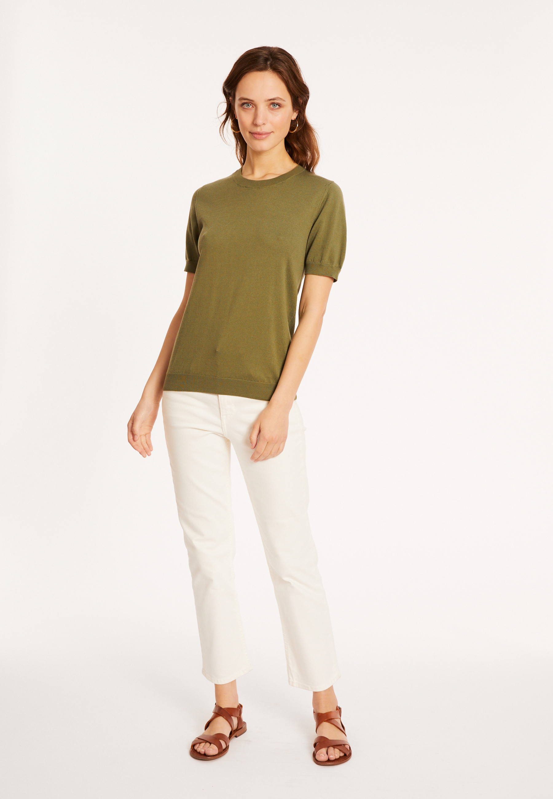 Round neck cotton T-shirt - Moon