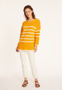 Pull ample rayé en coton bio - Mevo 8133 - 89 Moutarde