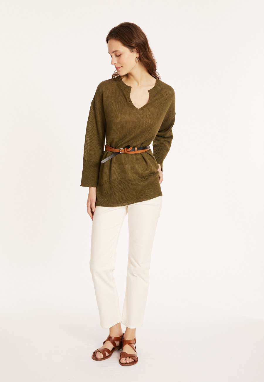 Tunique ample col V en lin - Marielle