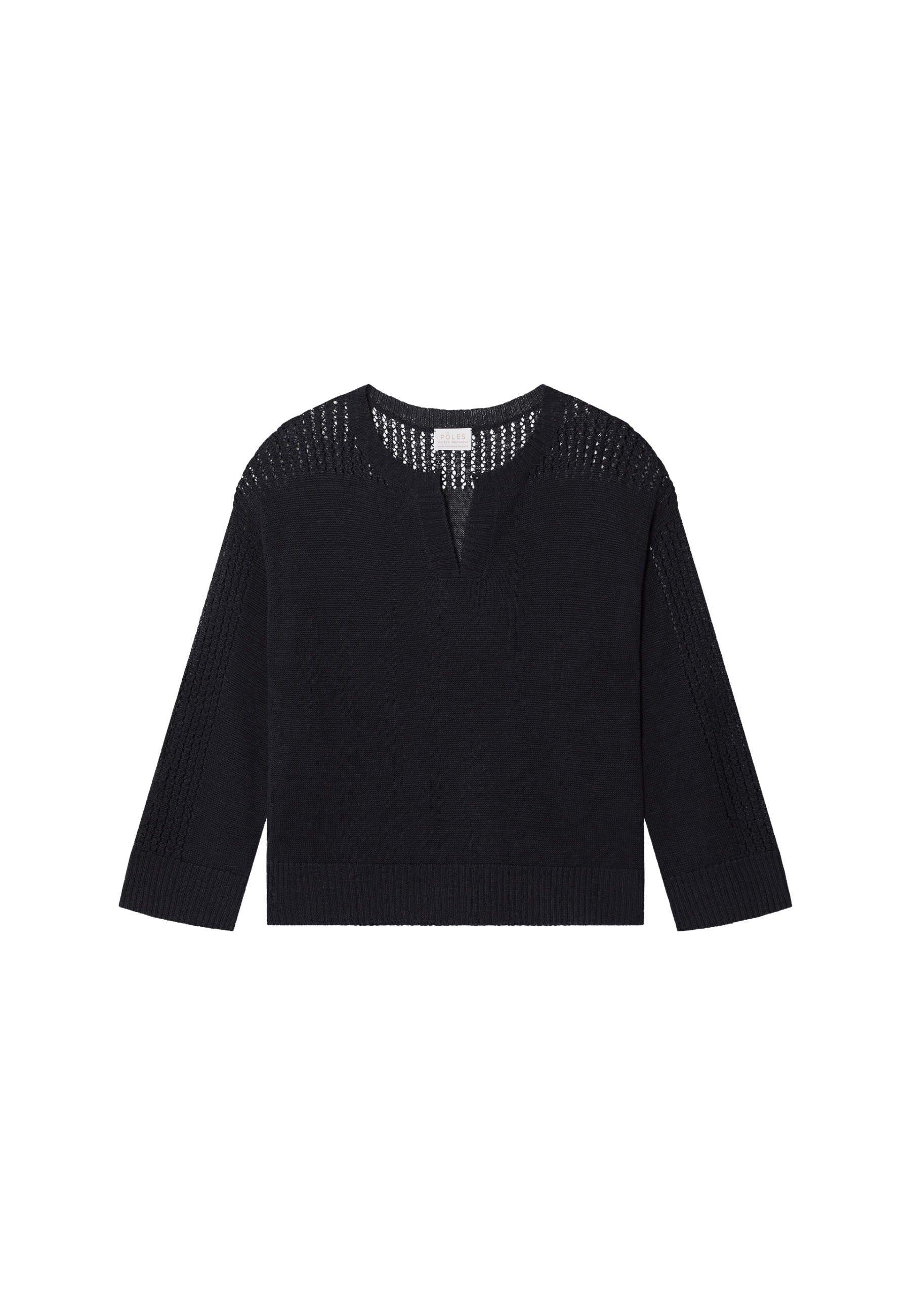 Loose linen sweater with openwork sleeves - Molene