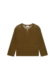 Loose linen sweater with openwork sleeves - Molene