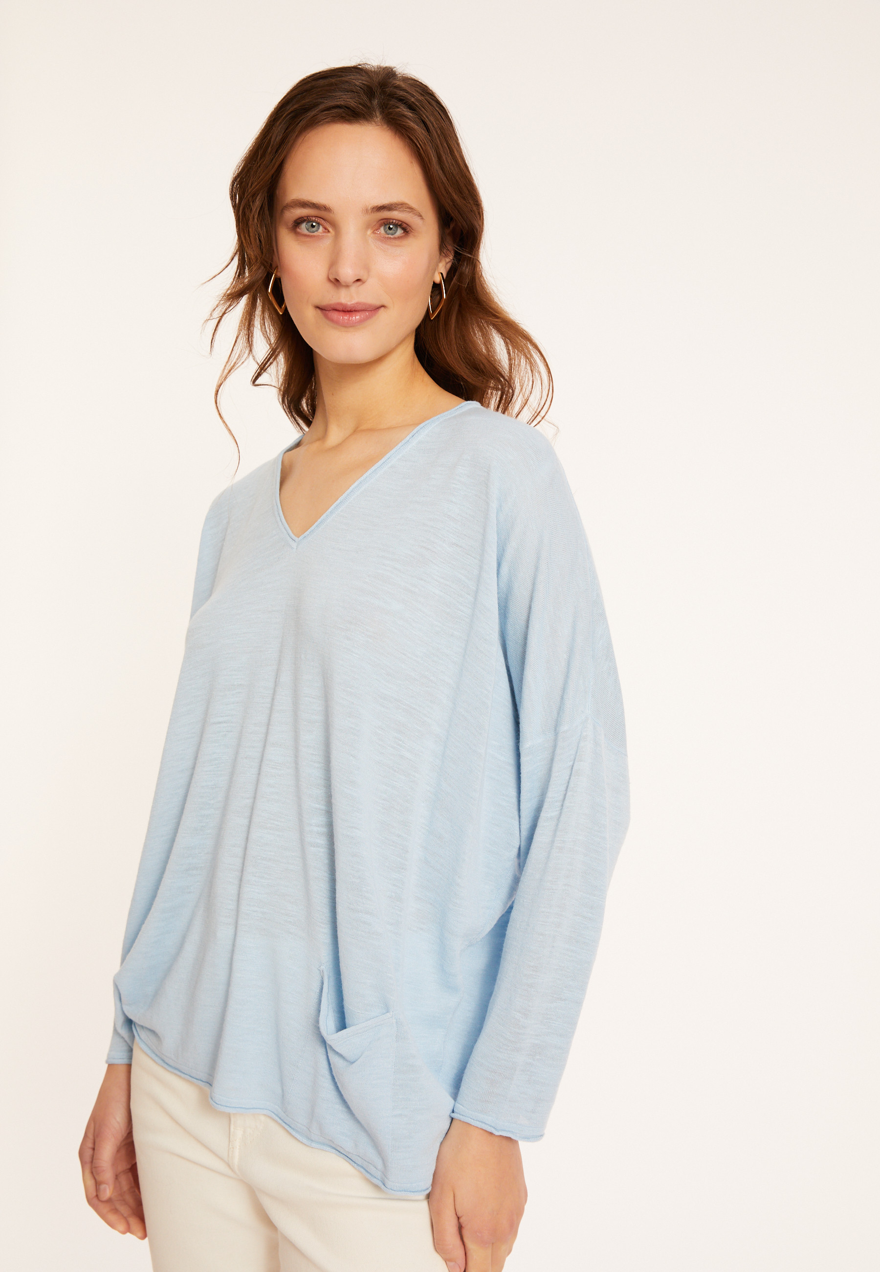 T-shirt ample en lin flammé - Balou 8043 celeste - 04 Bleu clair