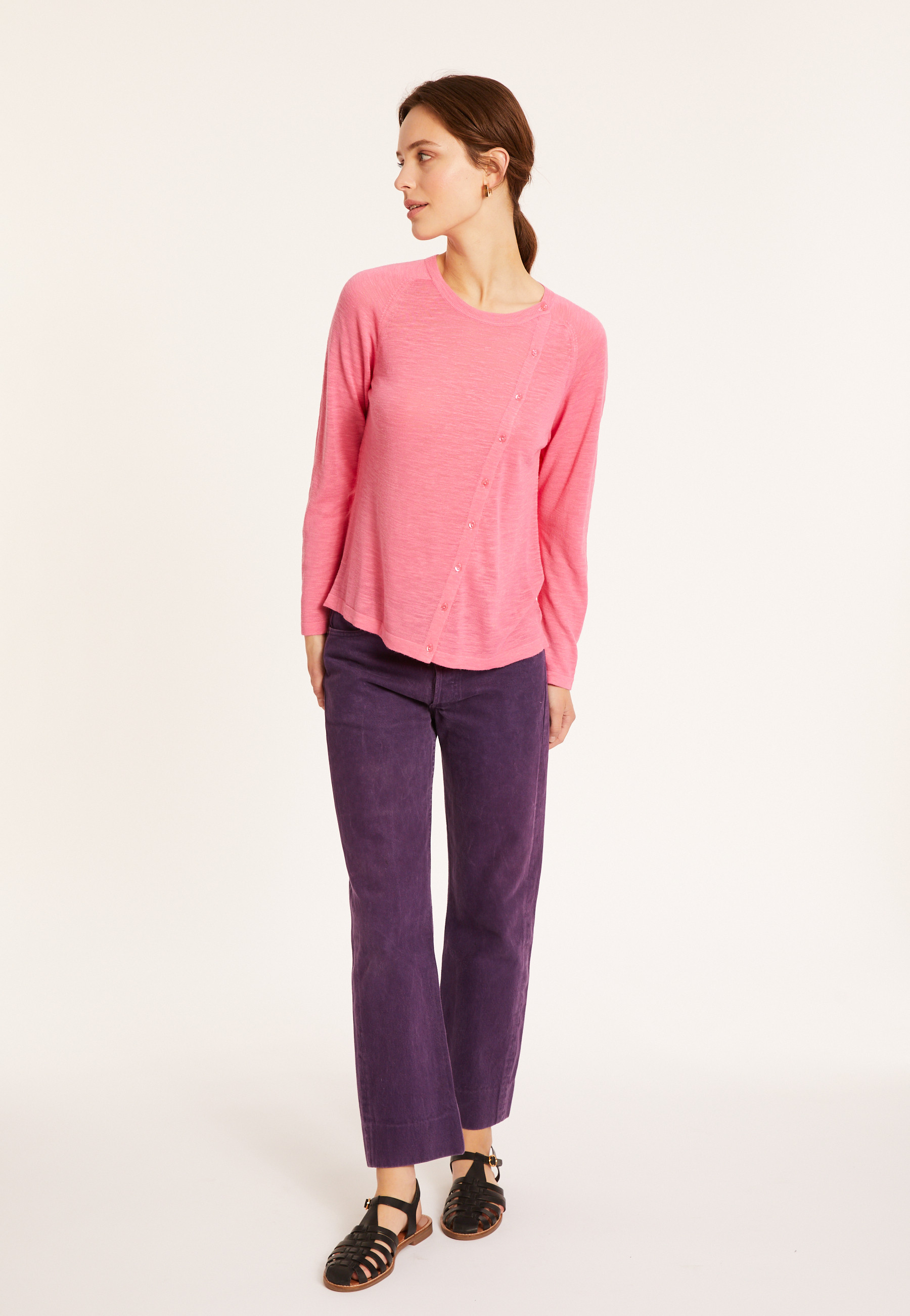 Flamed linen buttoned cardigan - Mado