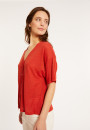 T-shirt boutonné en lin flammé - Maddie 8081 epice - 20 Rouge foncé