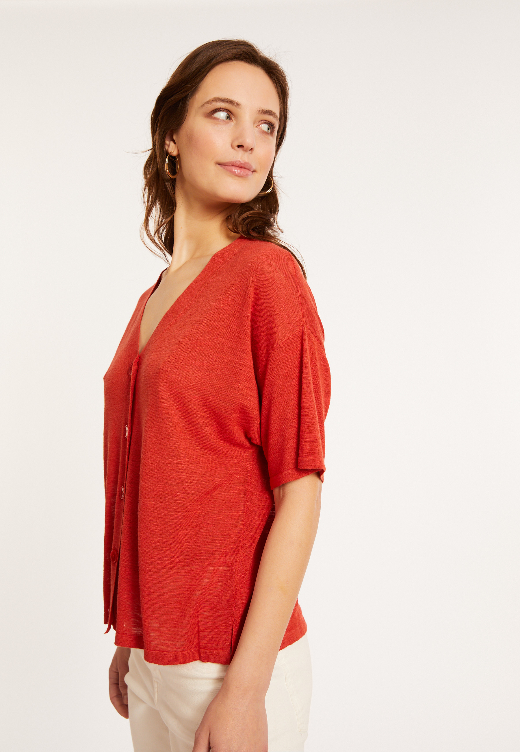 Flamed linen button-down t-shirt - Maddie