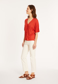 Flamed linen button-down t-shirt - Maddie