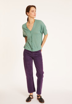 Flamed linen button-down t-shirt - Maddie