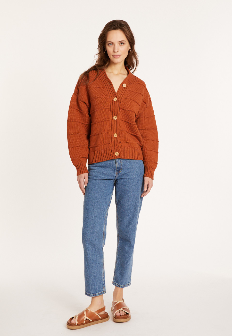 Loose cotton ribbed cardigan - Mardy