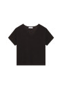 T-shirt ample col V en coton brossé - Maden