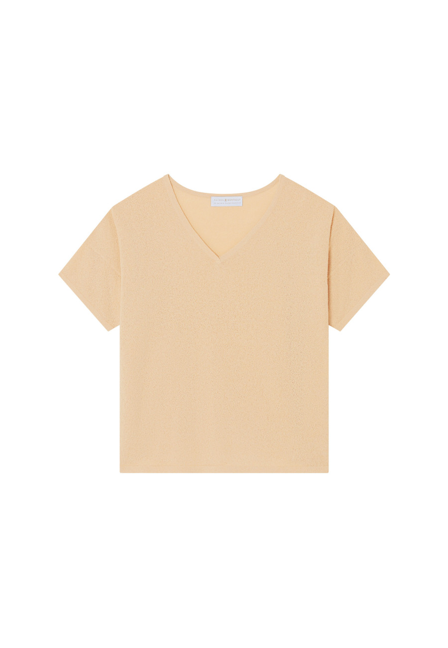 Loose V-neck brushed cotton T-shirt - Maden