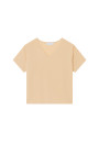 T-shirt ample col V en coton brossé - Maden