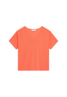Loose V-neck brushed cotton T-shirt - Maden
