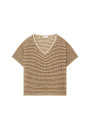 Openwork linen V-neck T-shirt - Marguerite