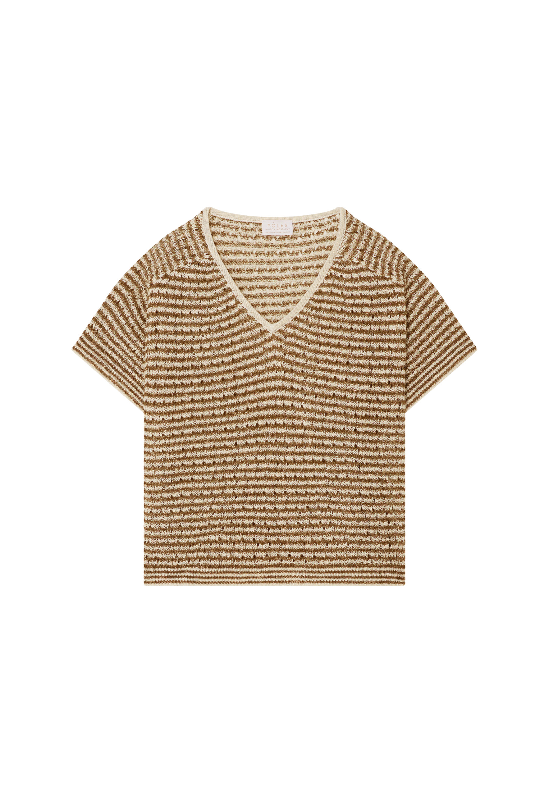 T-shirt ajouré en lin col V - Marguerite
