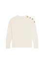 Pull col rond épaule boutonnée en coton bio - Meryl