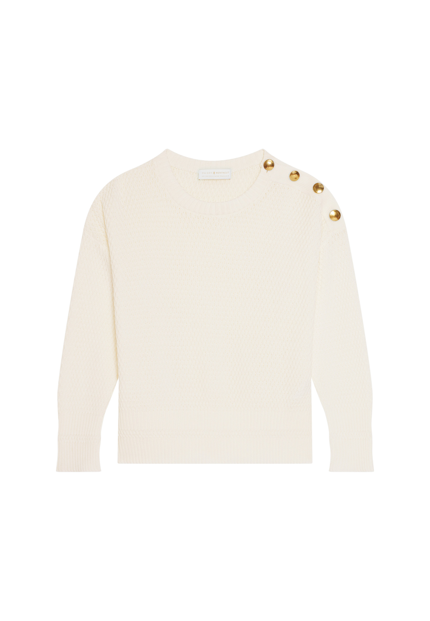 Pull col rond épaule boutonnée en coton bio - Meryl