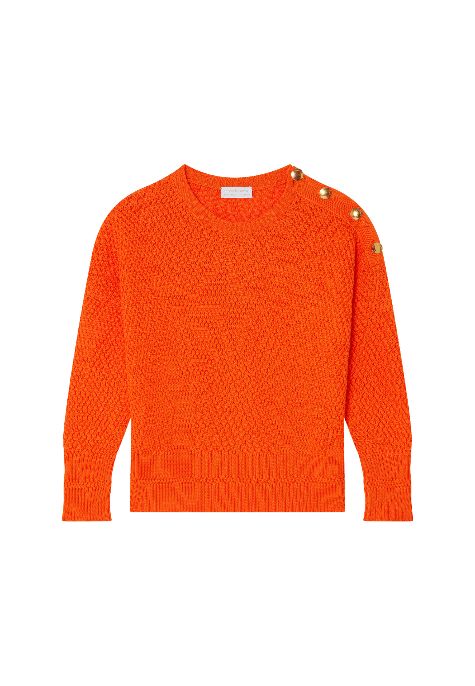 Pull col rond épaule boutonnée en coton bio - Meryl
