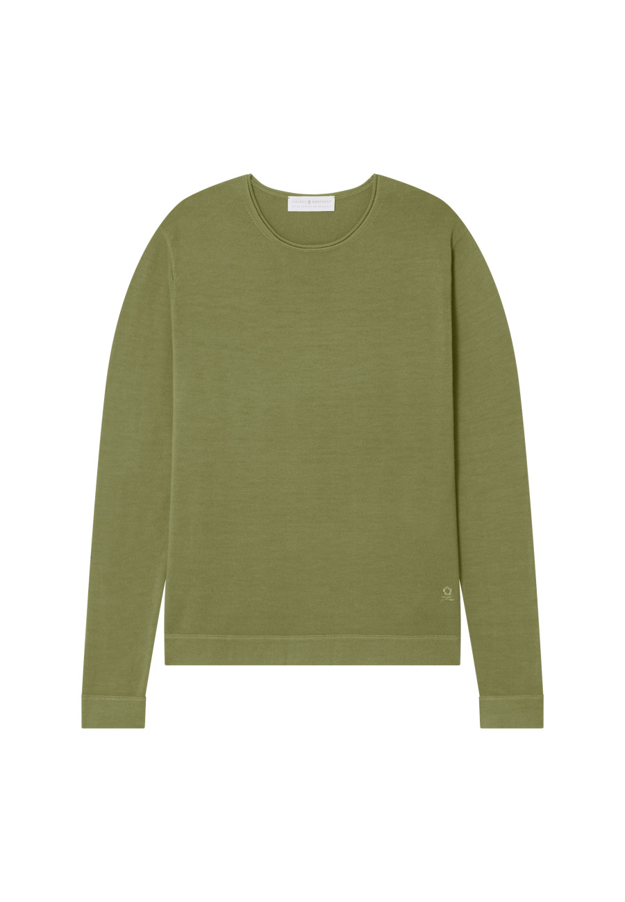 Round-neck merino wool sweater with rolled finishes - Rythme