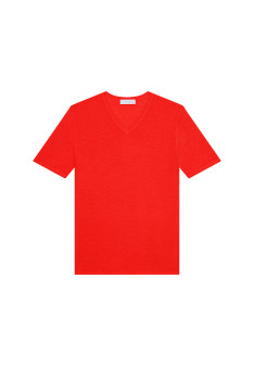 T-shirt col V en lin flammé - Reuben