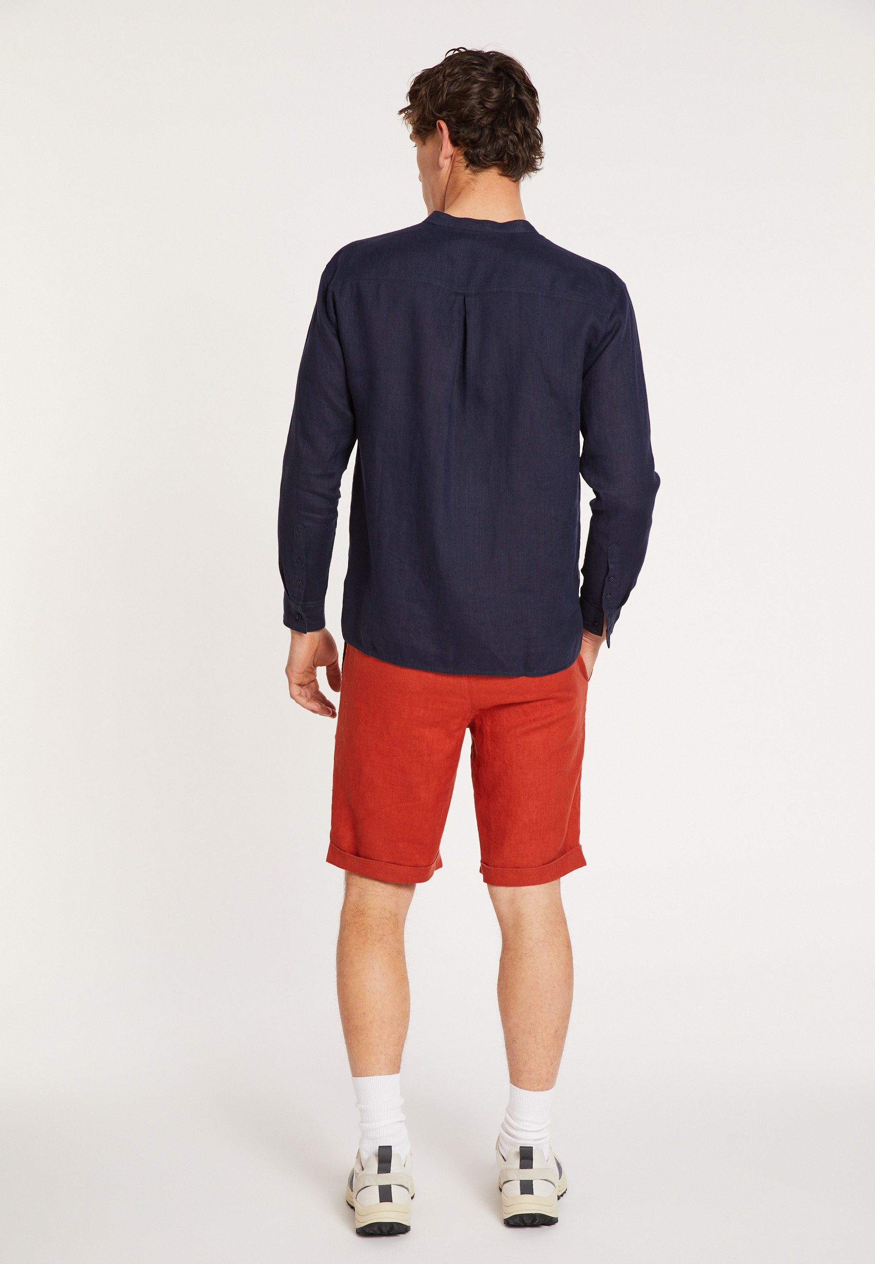Chemise en lin col tunisien - Dean 8040 marine - 05 Bleu marine