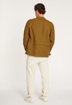 Veste boutonnée en lin avec poches - Dallas 8032 bronze - 46 Marron clair