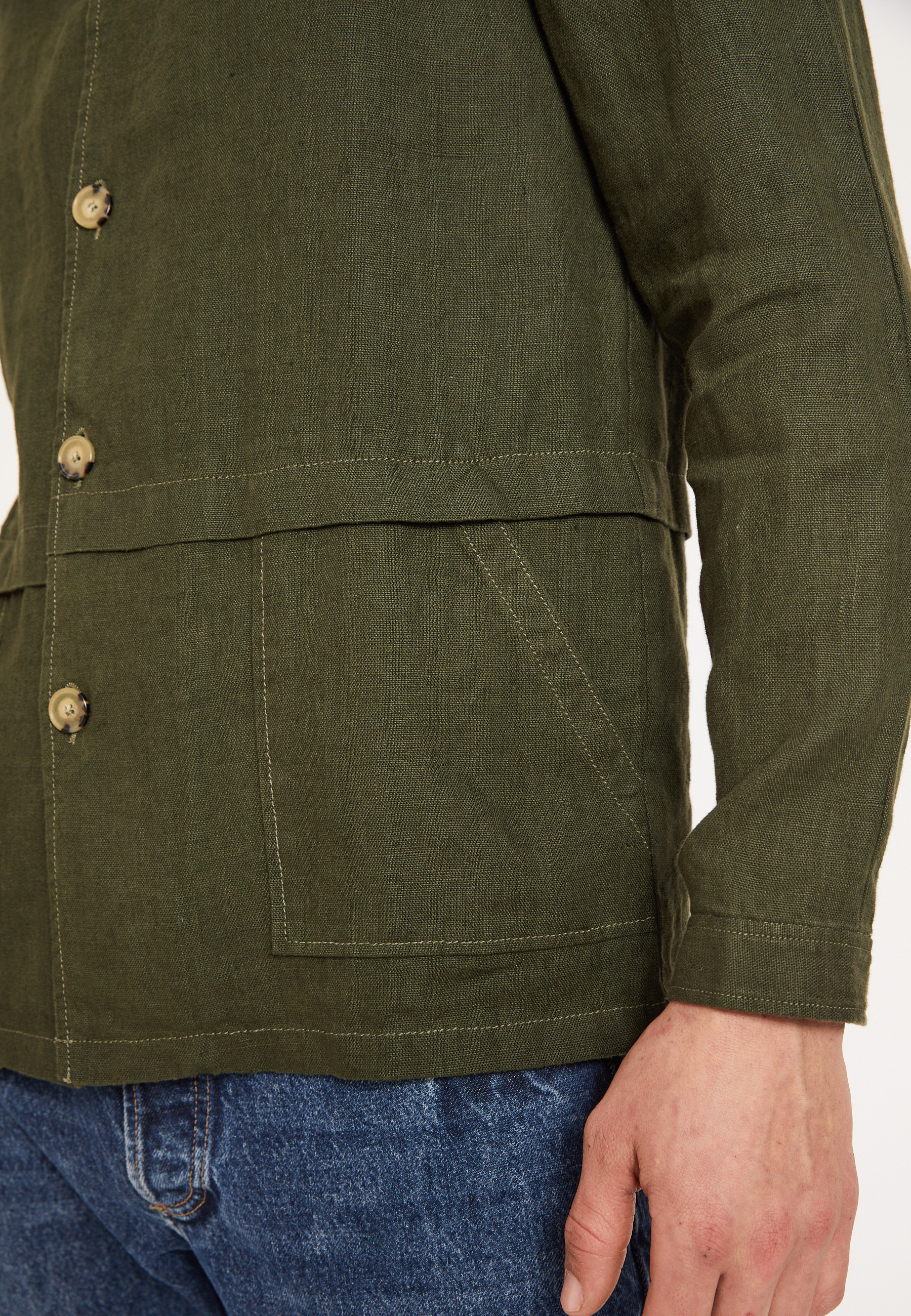 Veste boutonnée en lin avec poches - Dallas 8051cactus - 83 Kaki 