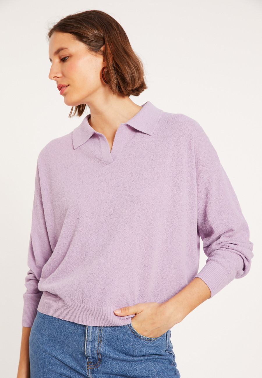 Long sleeve polo shirt in brushed cotton - Melvina