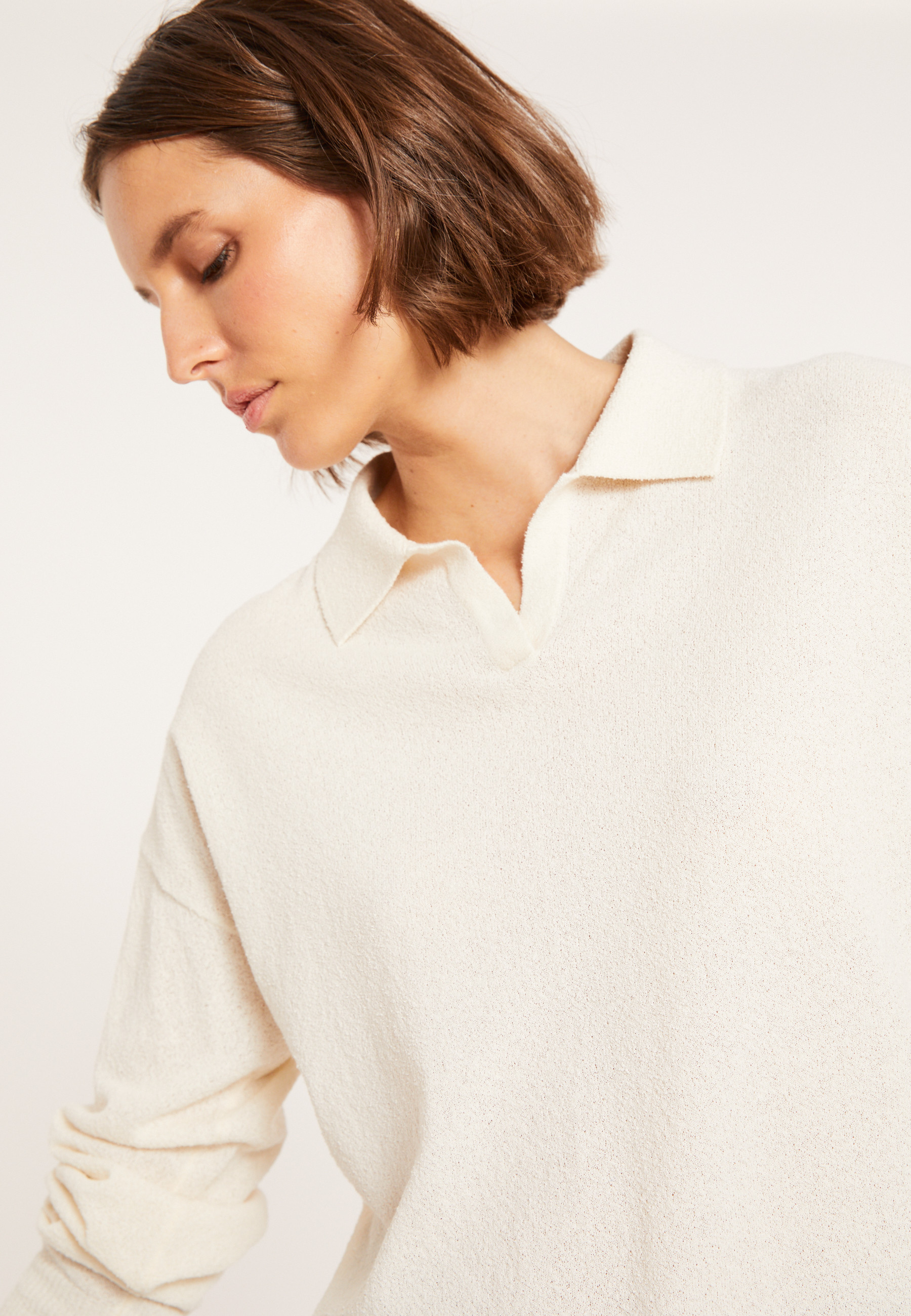 Long sleeve polo shirt in brushed cotton - Melvina