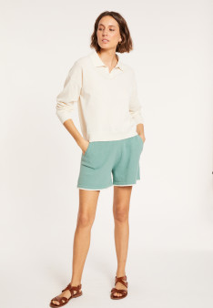 Long sleeve polo shirt in brushed cotton - Melvina