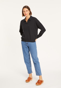 Long sleeve polo shirt in brushed cotton - Melvina