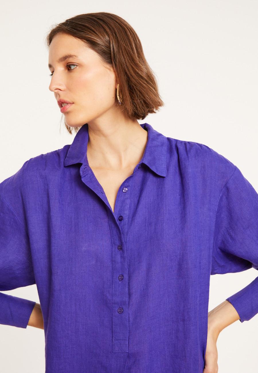 Robe longue col polo en lin - Valerie