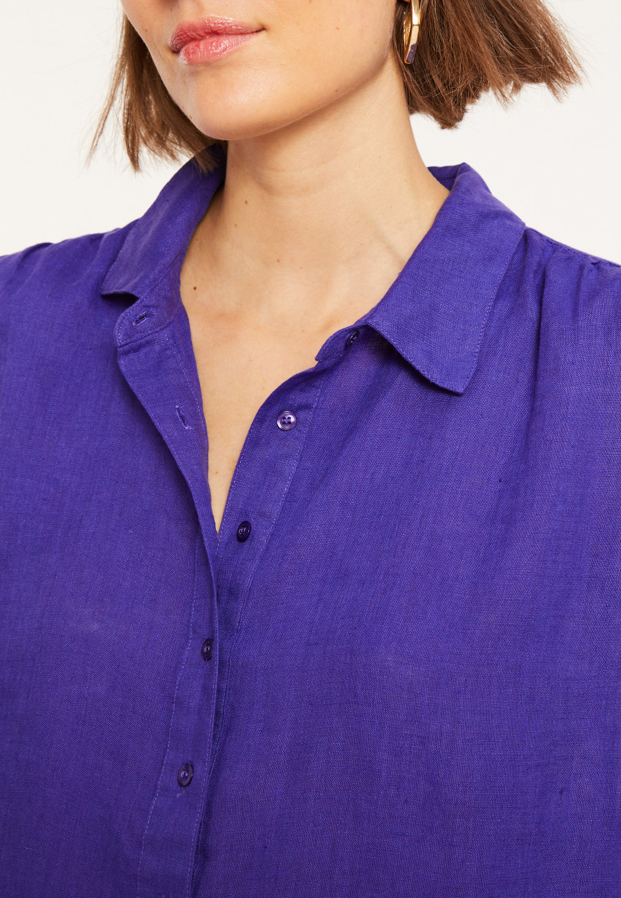 Robe longue col polo en lin - Valerie