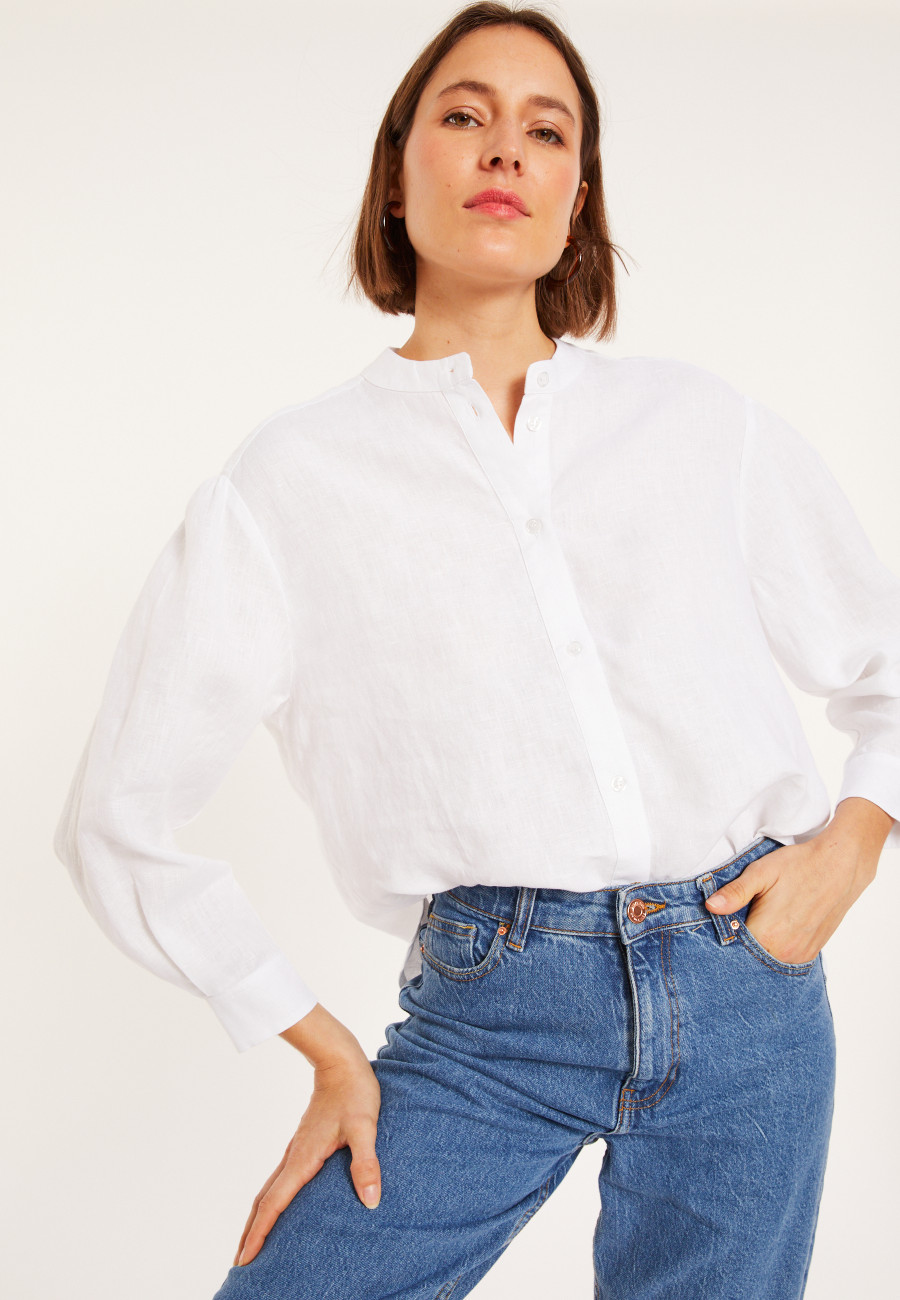 Linen blouse with tunisian collar - Vania
