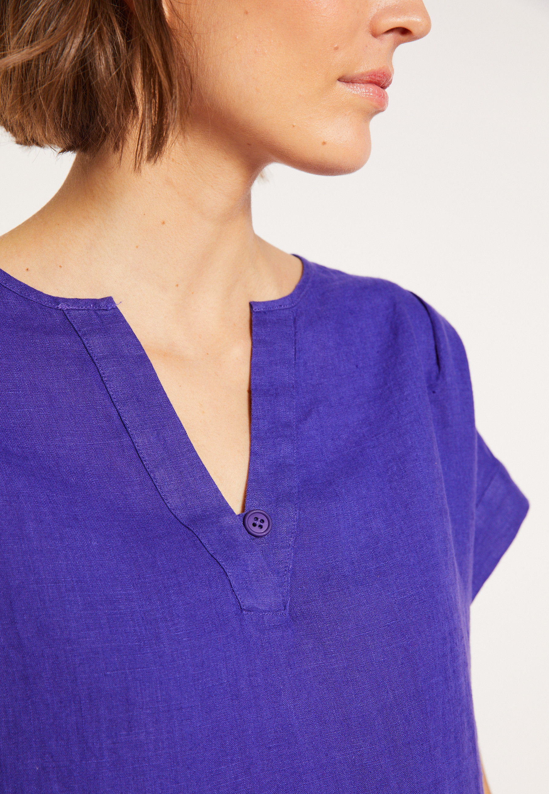 Blouse en lin manches courtes - Virginie 8090 iris - 17 Violet