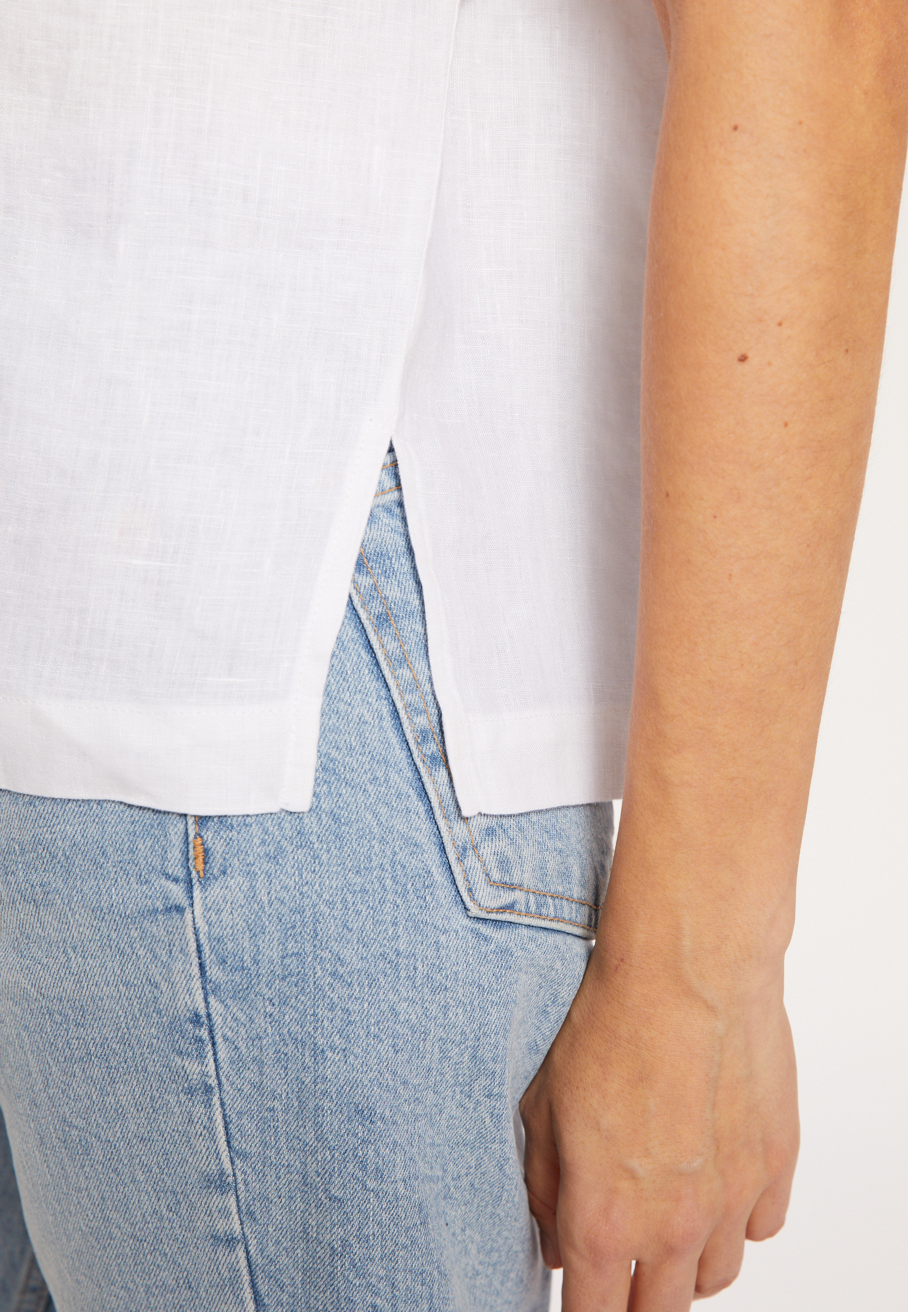 Blouse en lin manches courtes - Virginie 8001 ecru - 02 Blanc