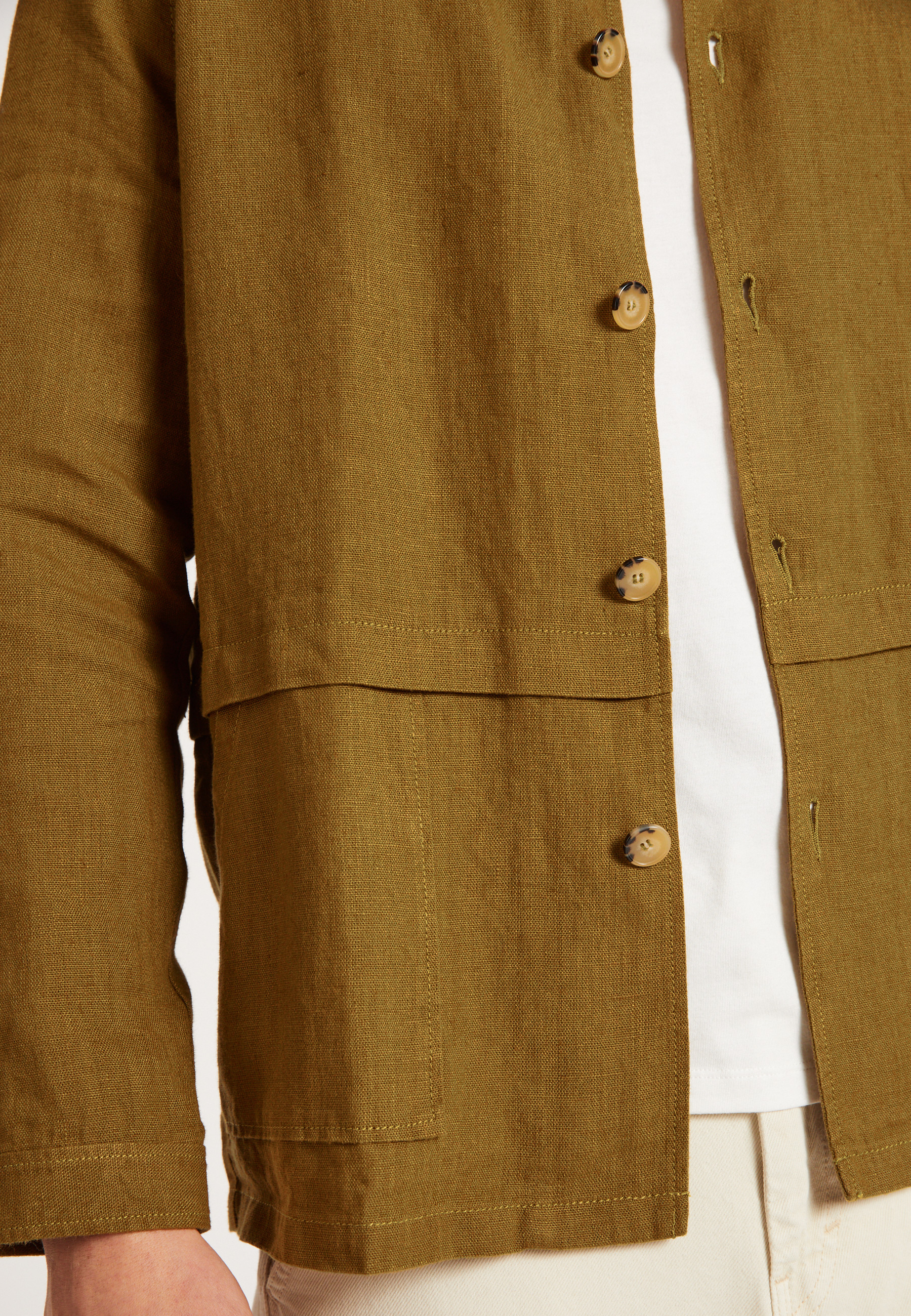 Veste boutonnée en lin avec poches - Dallas 8032 bronze - 46 Marron clair