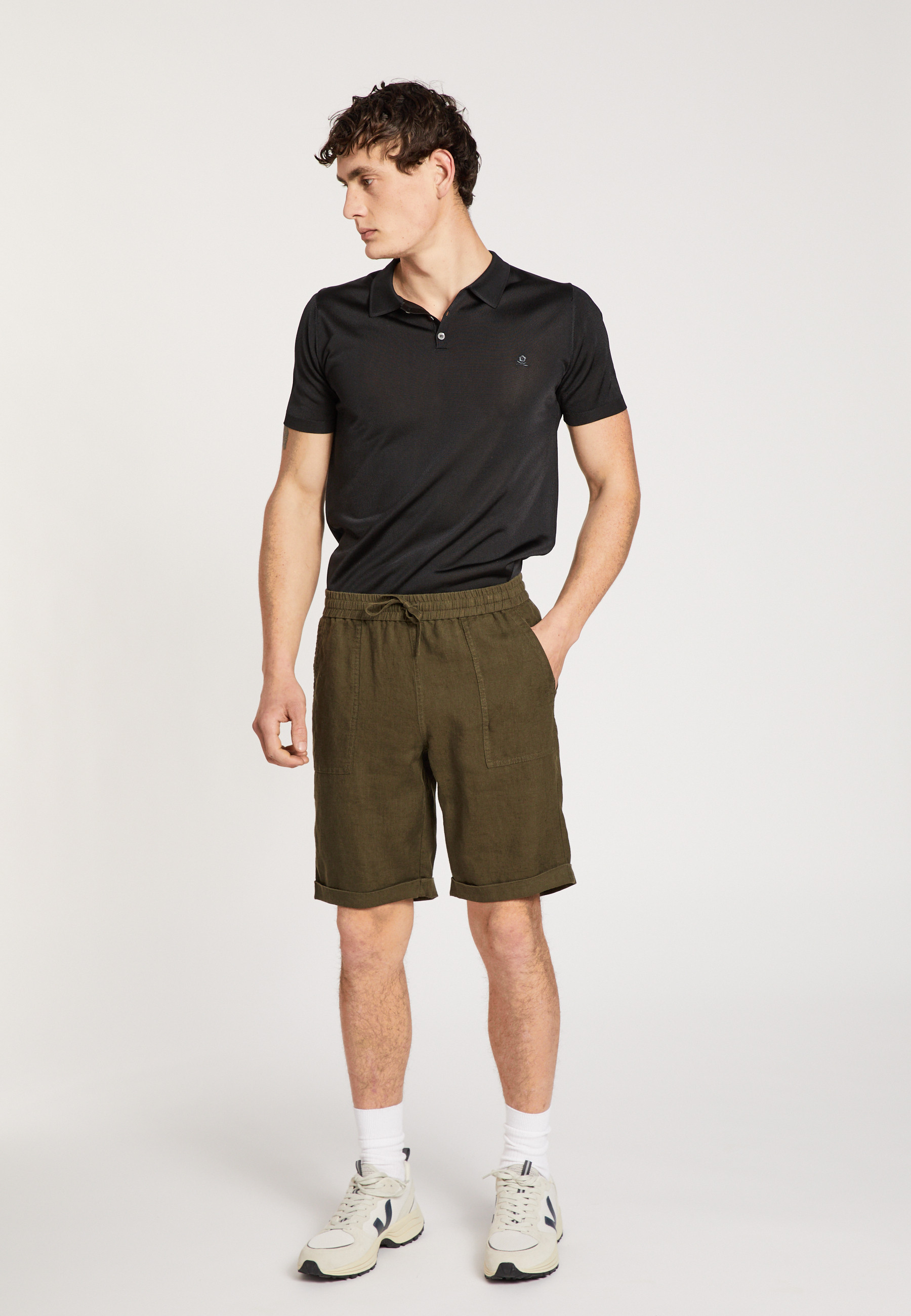 Short à poches en lin - Diego 8051 cactus - 83 Kaki