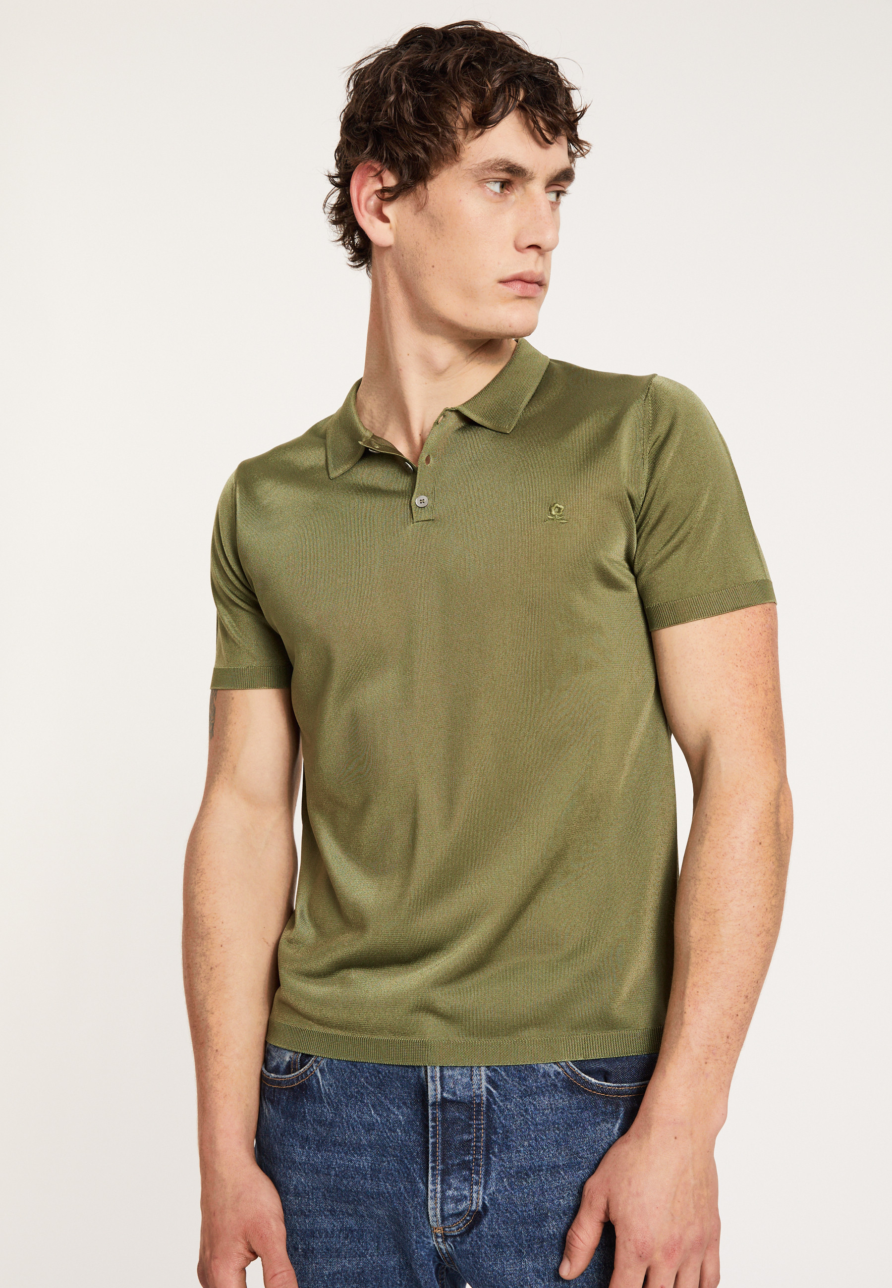 Polo manches courtes en Fil Lumière - Babar 8051 cactus - 83 Kaki