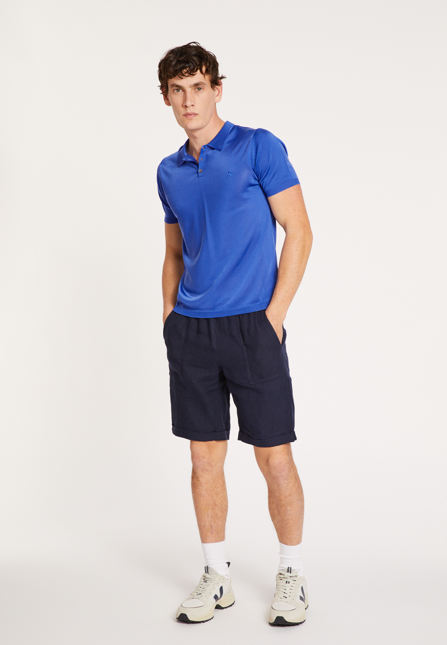 Polo manches courtes en Fil Lumière - Babar 8041 majorelle - 03 Bleu foncé