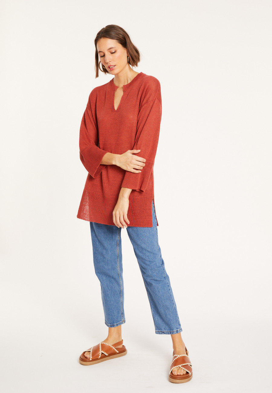Loose linen V-neck tunic - Marielle