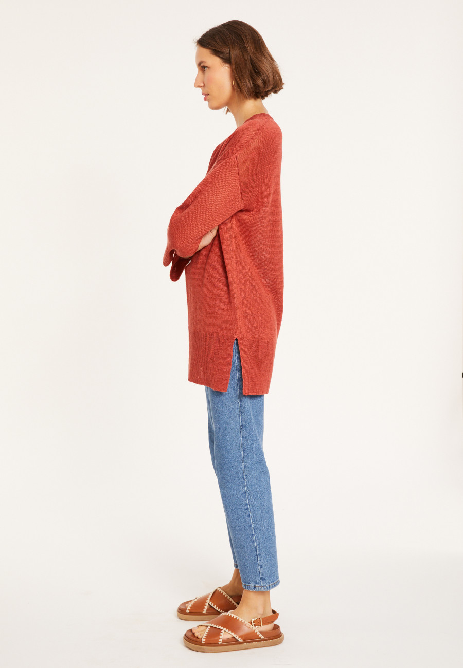 Loose linen V-neck tunic - Marielle