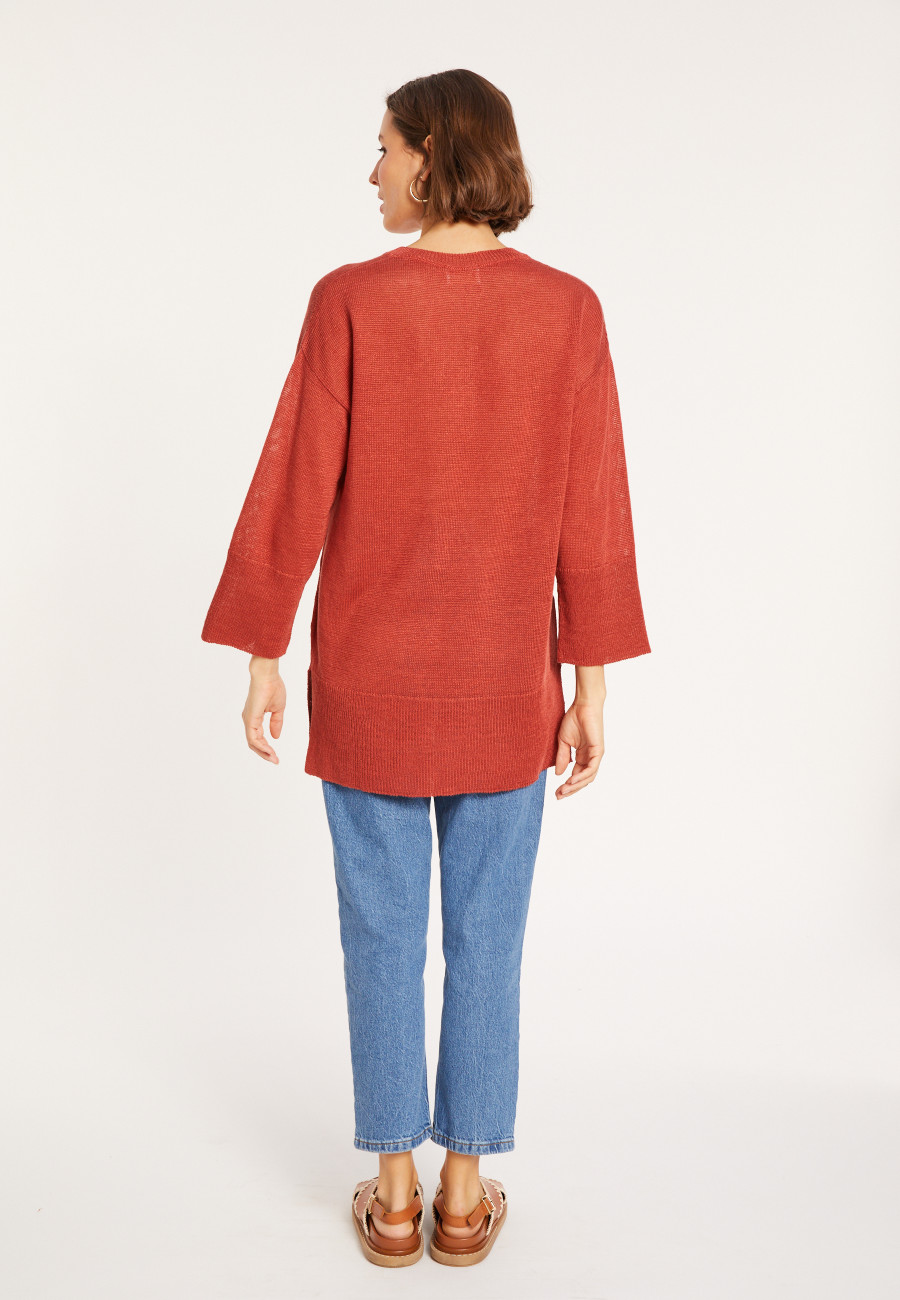 Tunique ample col V en lin - Marielle