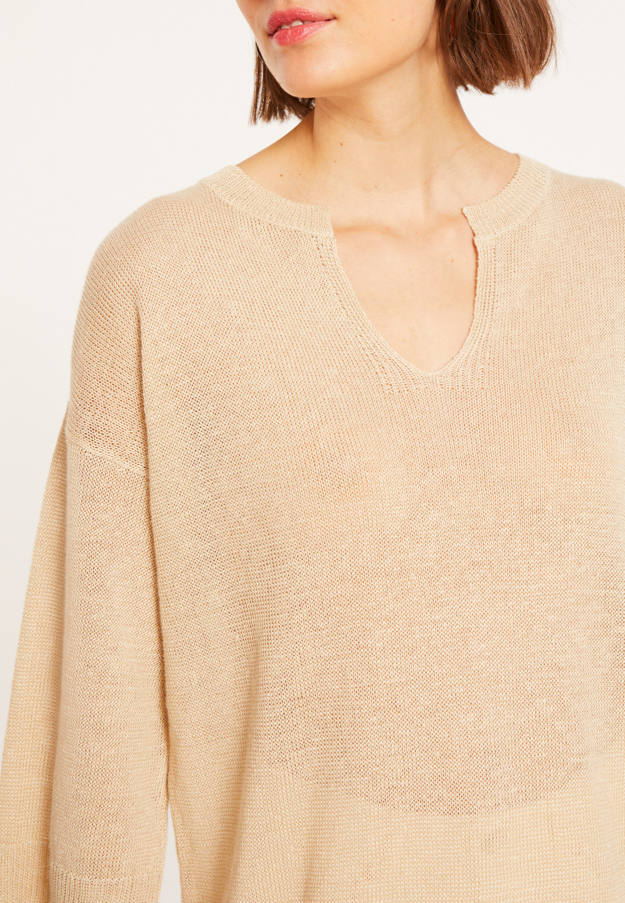 Tunique ample col V en lin - Marielle