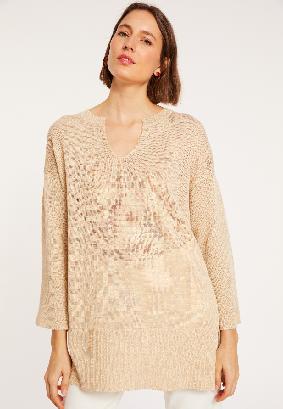 Loose linen V-neck tunic - Marielle